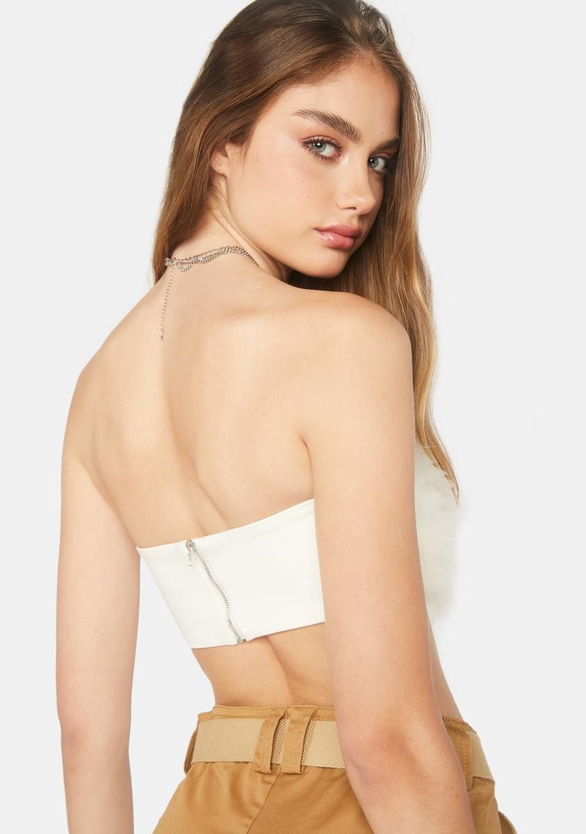 Cream Trista Faux Fur Top sold by Dolls Kill product image thumbnail 4