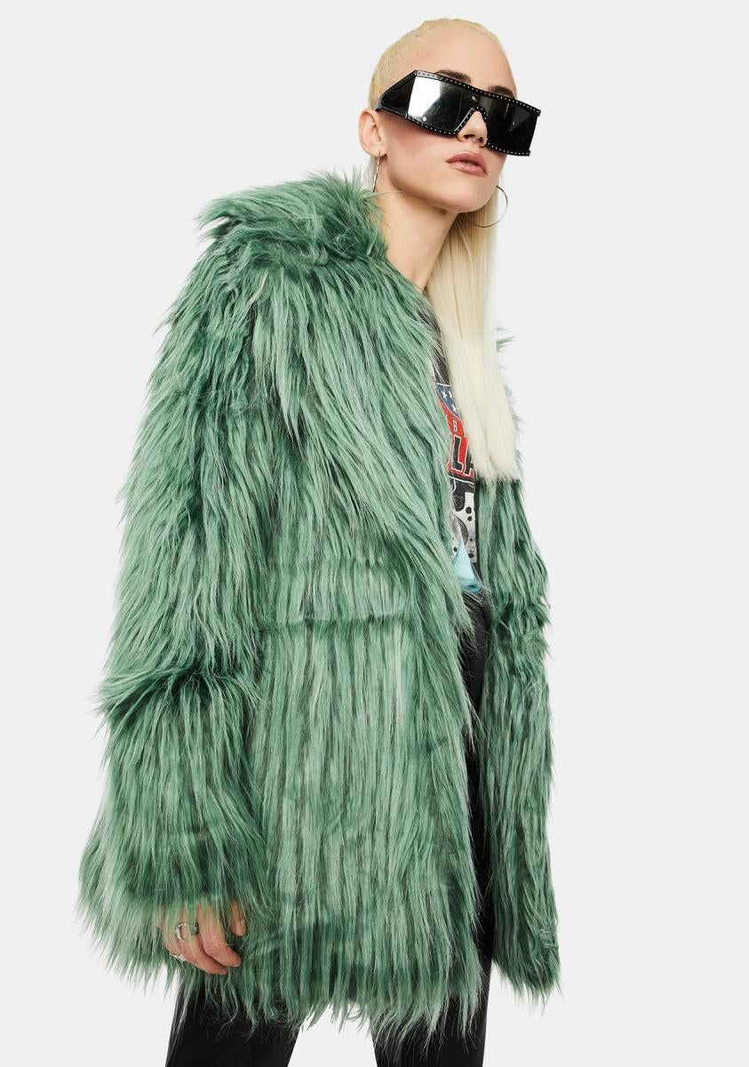 Green Shaggy Faux Fur Coat sold by Dolls Kill product image thumbnail 2