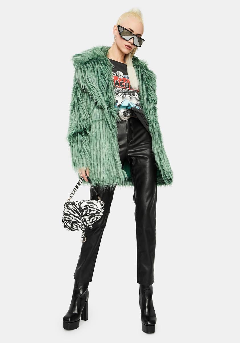 Green Shaggy Faux Fur Coat sold by Dolls Kill product image thumbnail 3