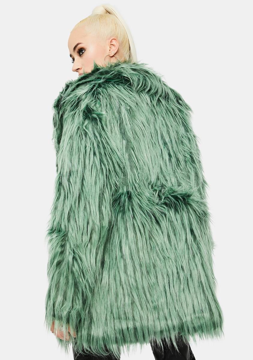 Green Shaggy Faux Fur Coat sold by Dolls Kill product image thumbnail 4