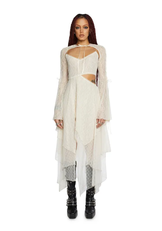 Fairydust Chronicles Lace Dress & Shrug Set - Off White sold by Dolls Kill