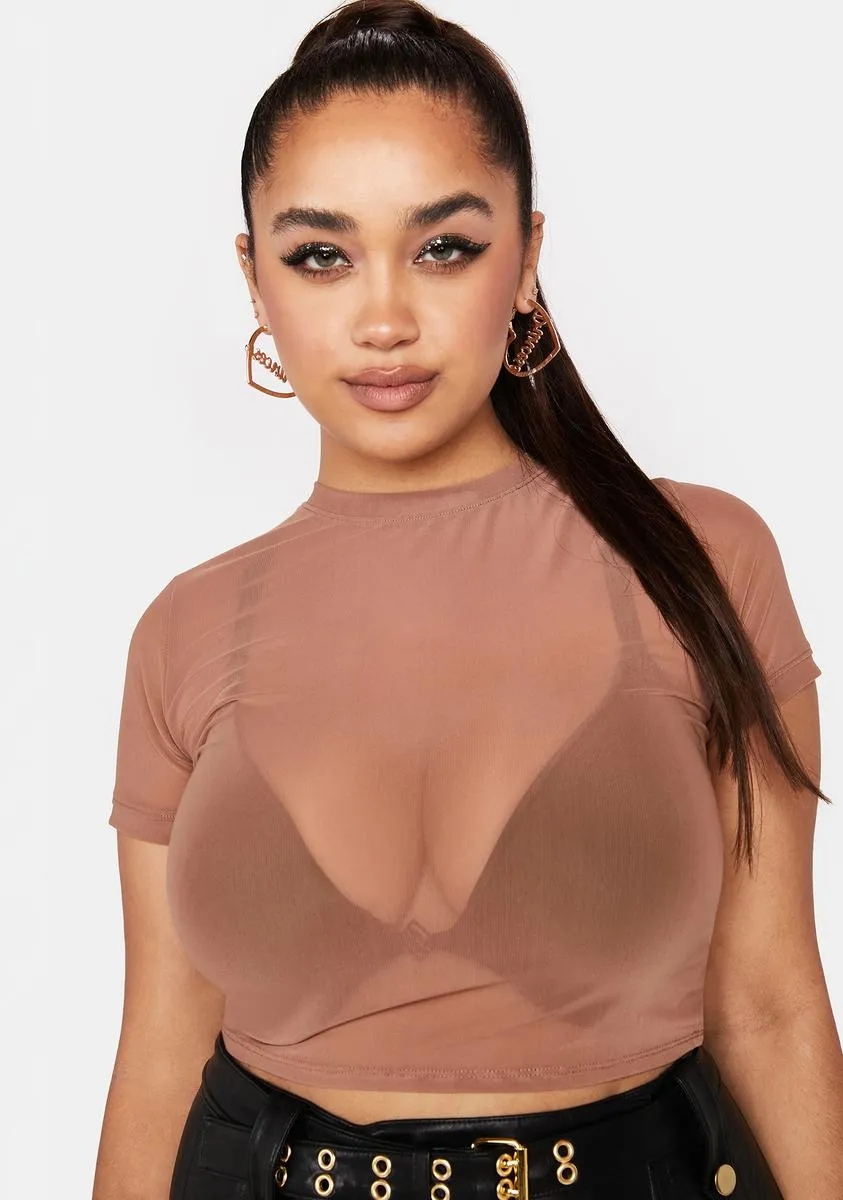 Plus Hazelnut Change The Game Mesh Top sold by Dolls Kill