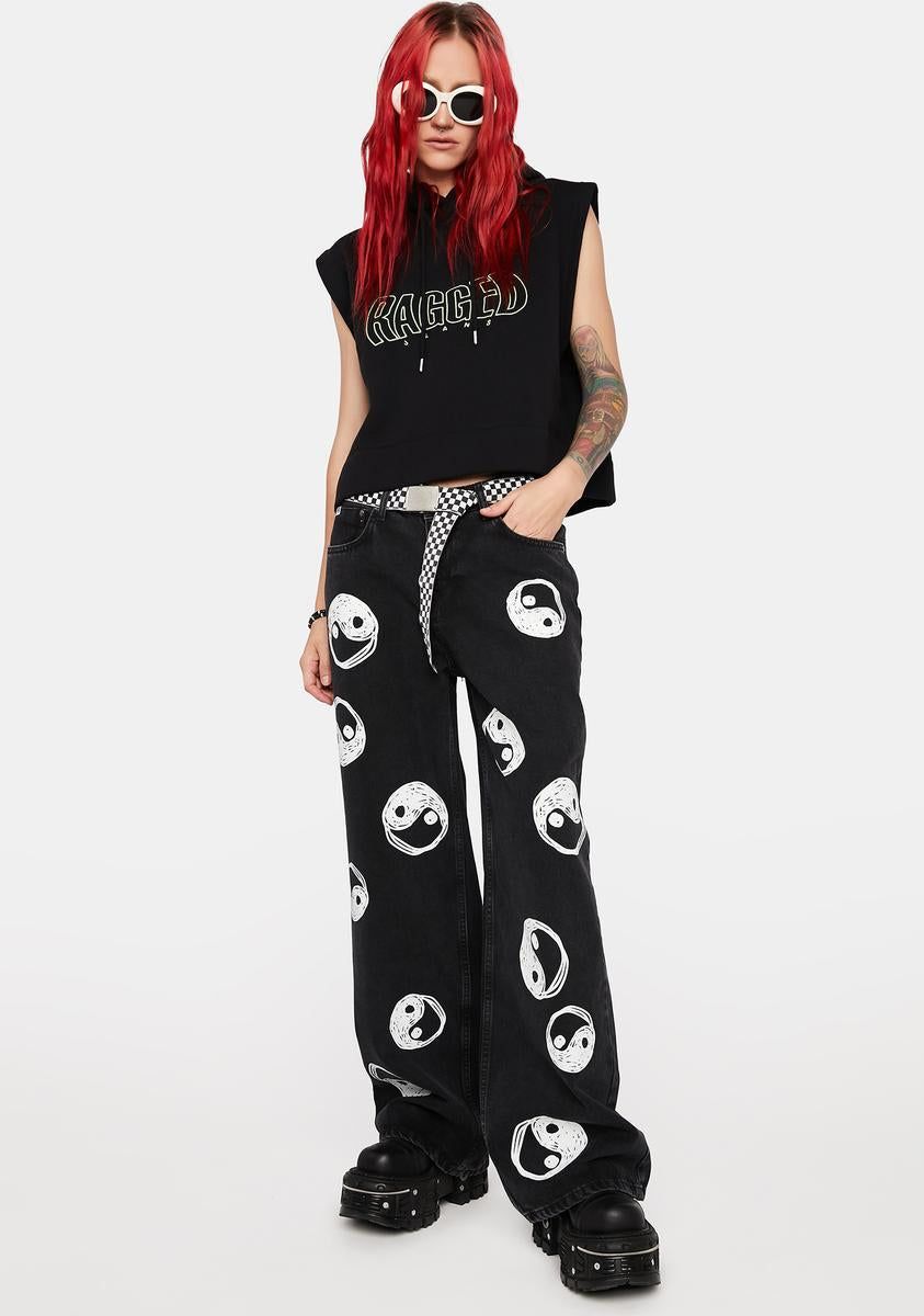 Charcoal Yin Yang Printed Release Jeans sold by Dolls Kill product image thumbnail 3