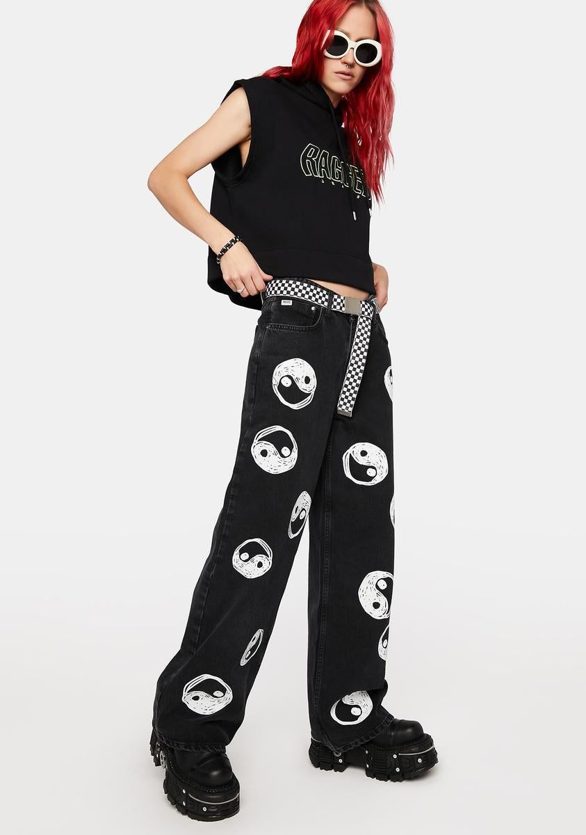 Charcoal Yin Yang Printed Release Jeans sold by Dolls Kill product image thumbnail 2