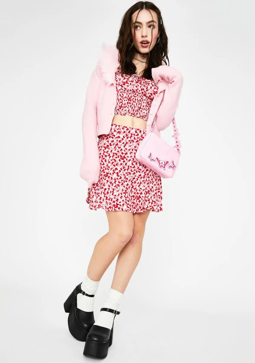 Red Butterfly Gaelle Mini Skirt sold by Dolls Kill product image thumbnail 3