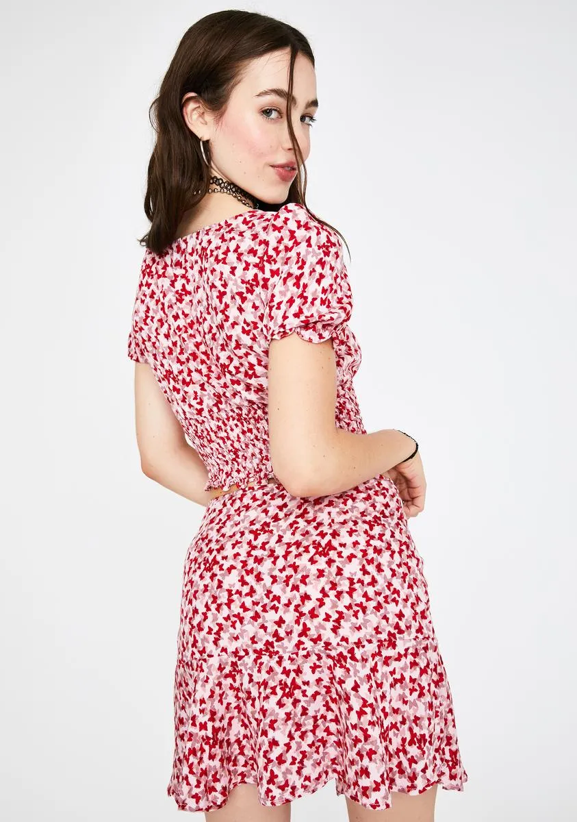 Red Butterfly Gaelle Mini Skirt sold by Dolls Kill product image thumbnail 4