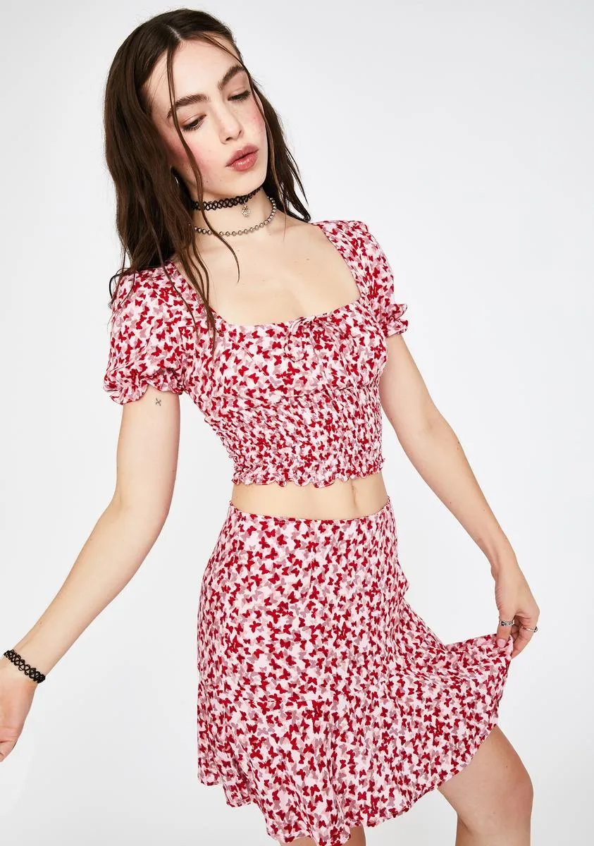 Red Butterfly Gaelle Mini Skirt sold by Dolls Kill product image thumbnail 2