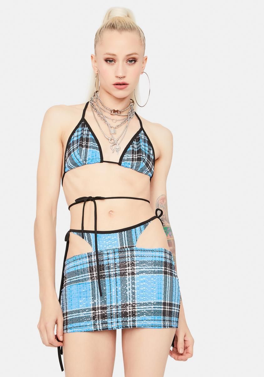 Royal Top The Charts Plaid Skirt Set sold by Dolls Kill