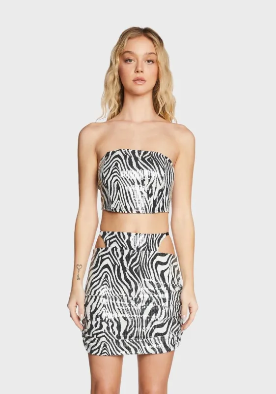 Zebra Sequin Tube Top sold by Dolls Kill