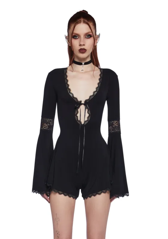 Whispering Wind Romper - Black sold by Dolls Kill