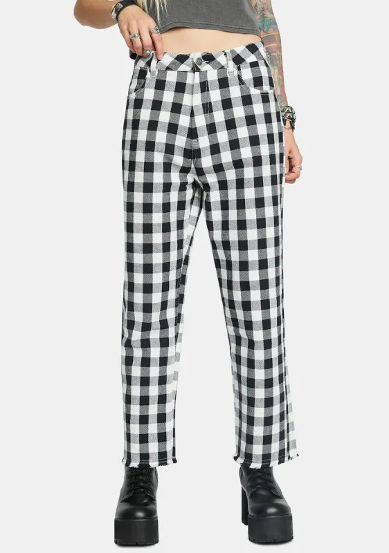 Shelby Gingham Twill Wide Leg Pants sold by Dolls Kill
