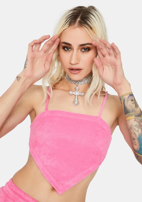 Fuchsia Not Playing Games Crop Top sold by Dolls Kill