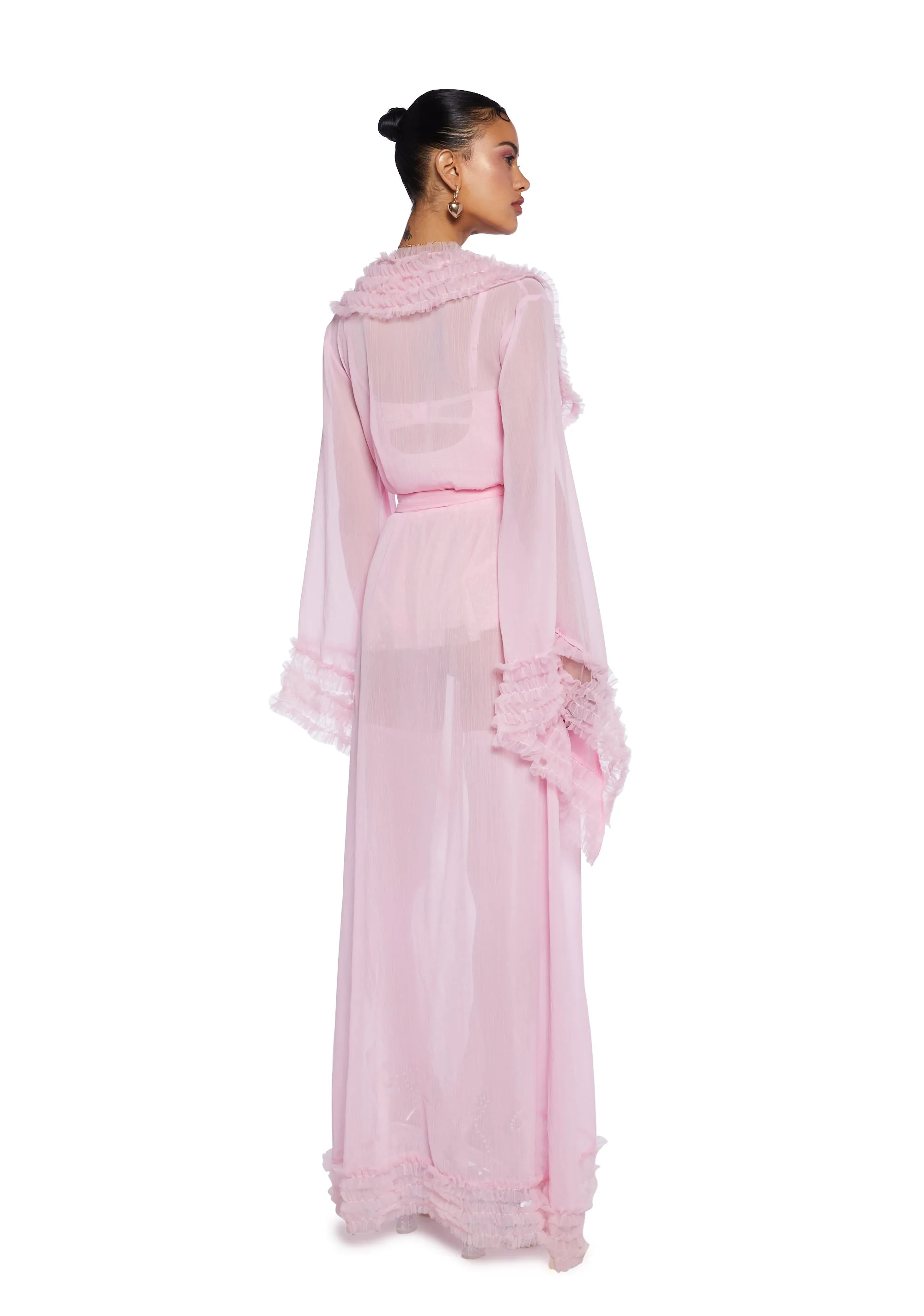 Delightfully Demure Sheer Robe - Pink sold by Dolls Kill product image thumbnail 4