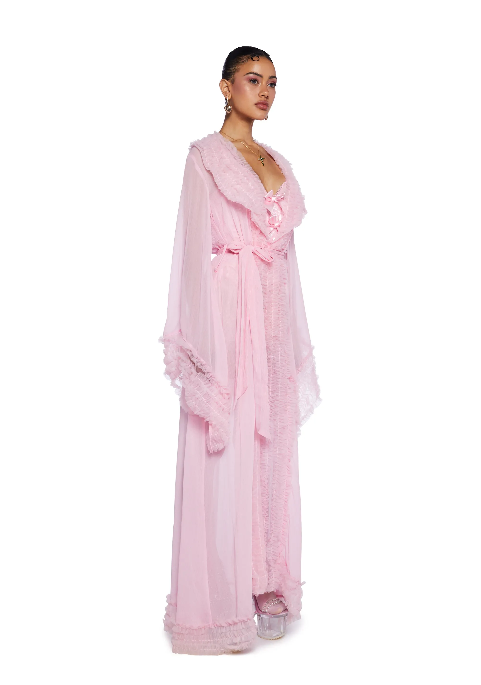 Delightfully Demure Sheer Robe - Pink sold by Dolls Kill product image thumbnail 3