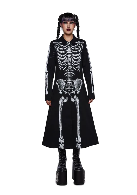 Lurking Horror Skeleton Trench Coat sold by Dolls Kill
