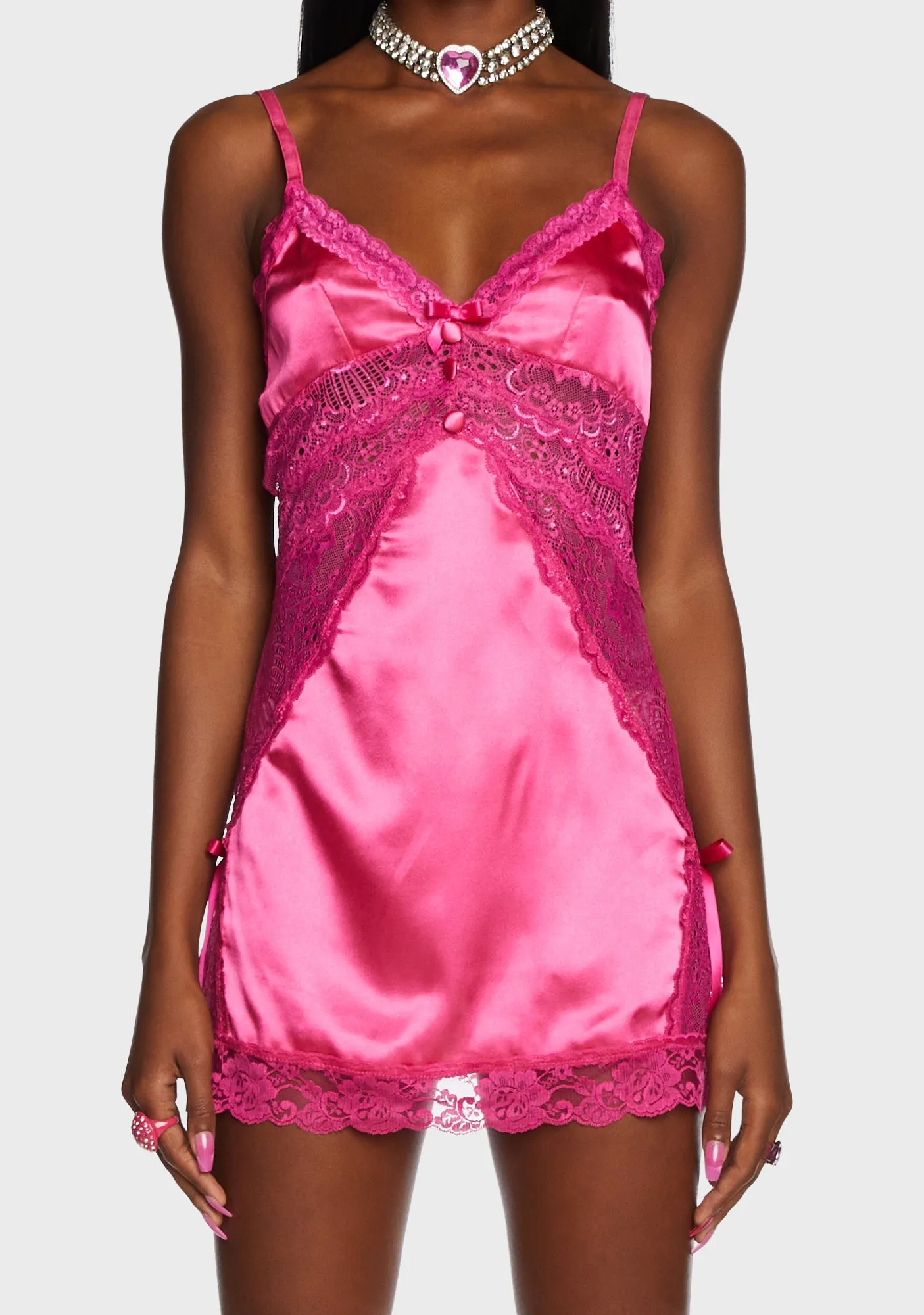 Outdoor Courtship Slip Dress - Dark Pink sold by Dolls Kill product image thumbnail 5