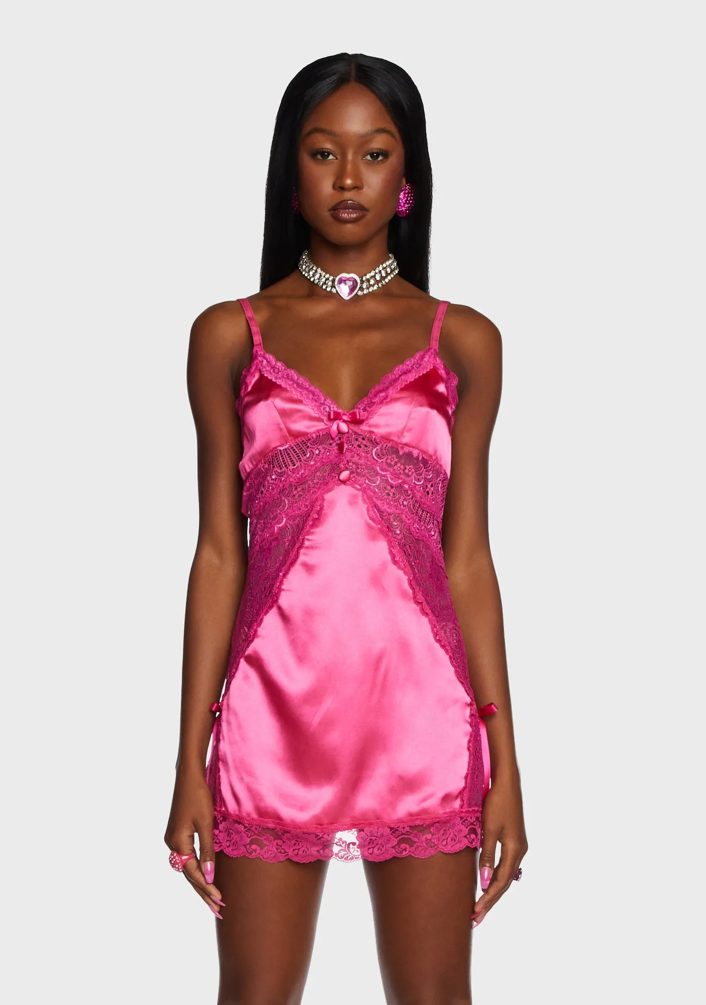 Outdoor Courtship Slip Dress - Dark Pink sold by Dolls Kill