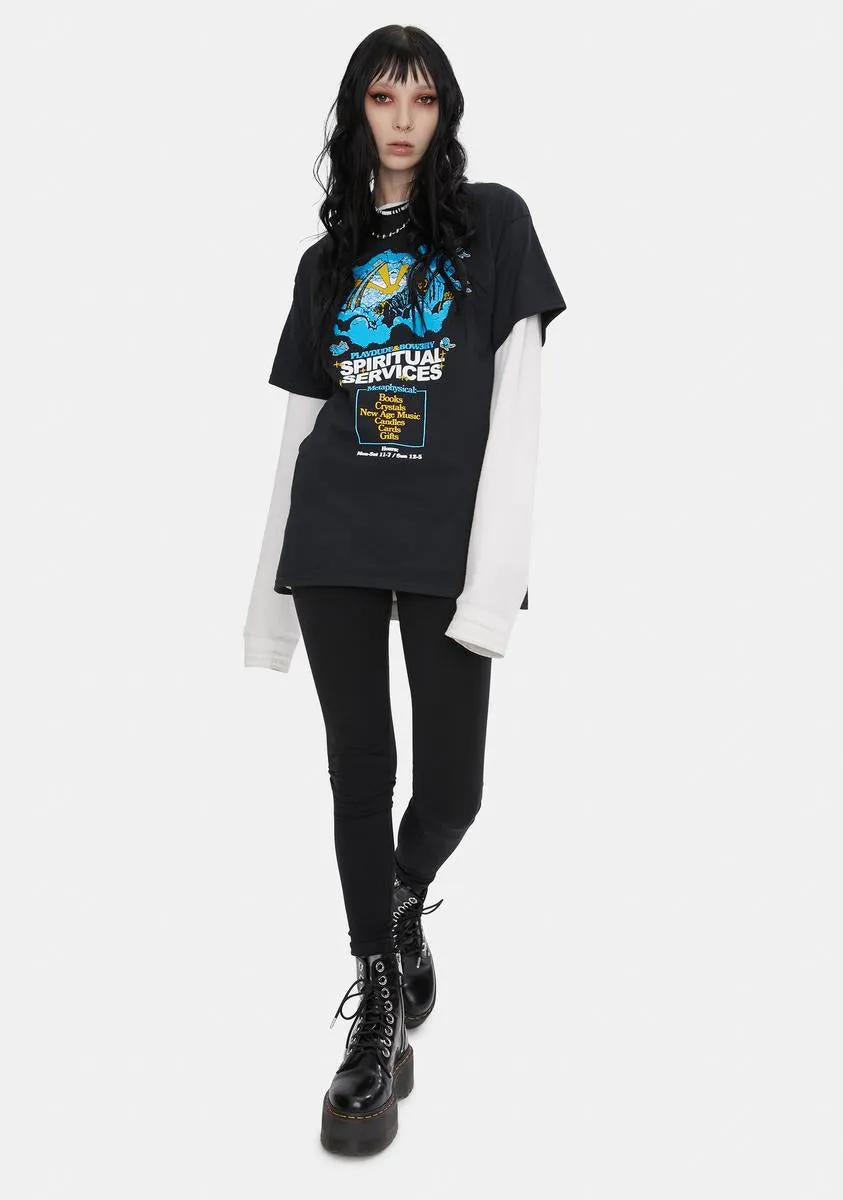 X Playdude Black Spiritual Services Graphic Tee sold by Dolls Kill product image thumbnail 3