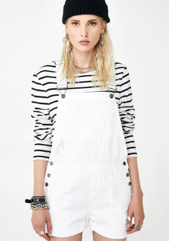 White Boyfriend Shortalls sold by Dolls Kill
