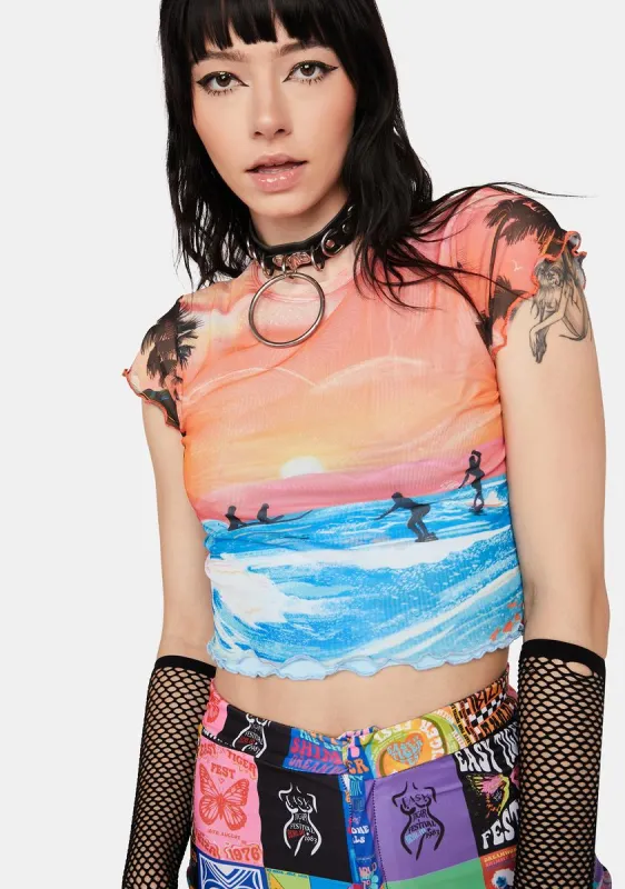 Sunset Crop Tee sold by Dolls Kill