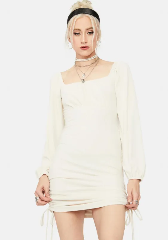 Pearl Bliss Ruched Bodycon Mini Dress sold by Dolls Kill