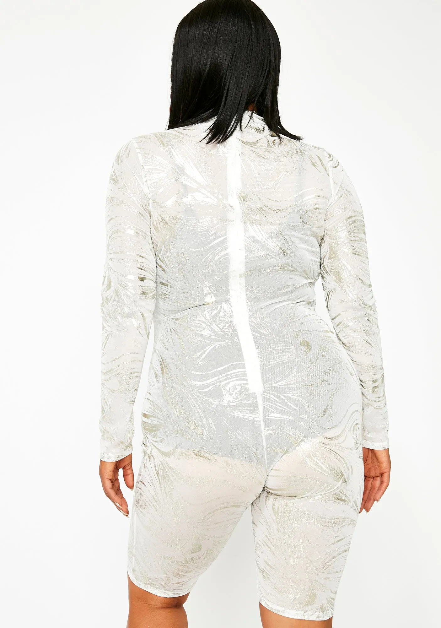 Lightening Silver Blaze Metallic Catsuit sold by Dolls Kill product image thumbnail 4