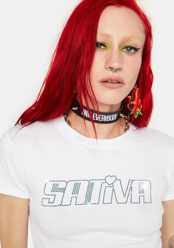 Sativa Rhinestone Crop Tee made by Dolls Kill