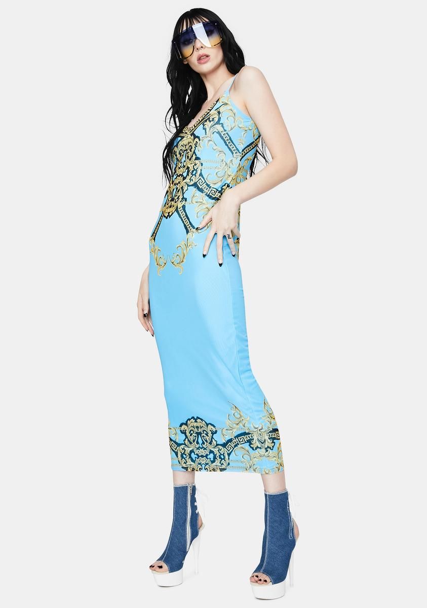 Teal Chain Amina Mesh Midi Dress sold by Dolls Kill product image thumbnail 2