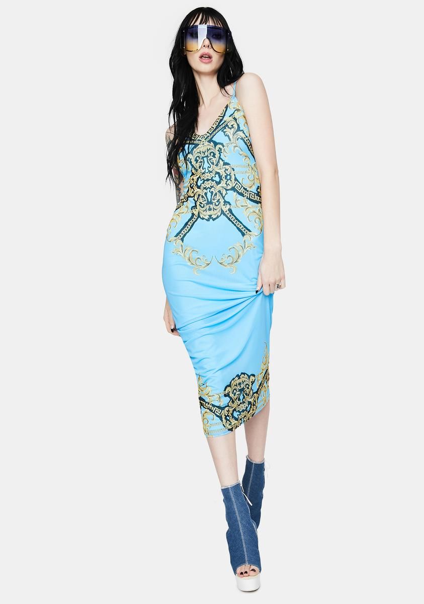 Teal Chain Amina Mesh Midi Dress sold by Dolls Kill product image thumbnail 3