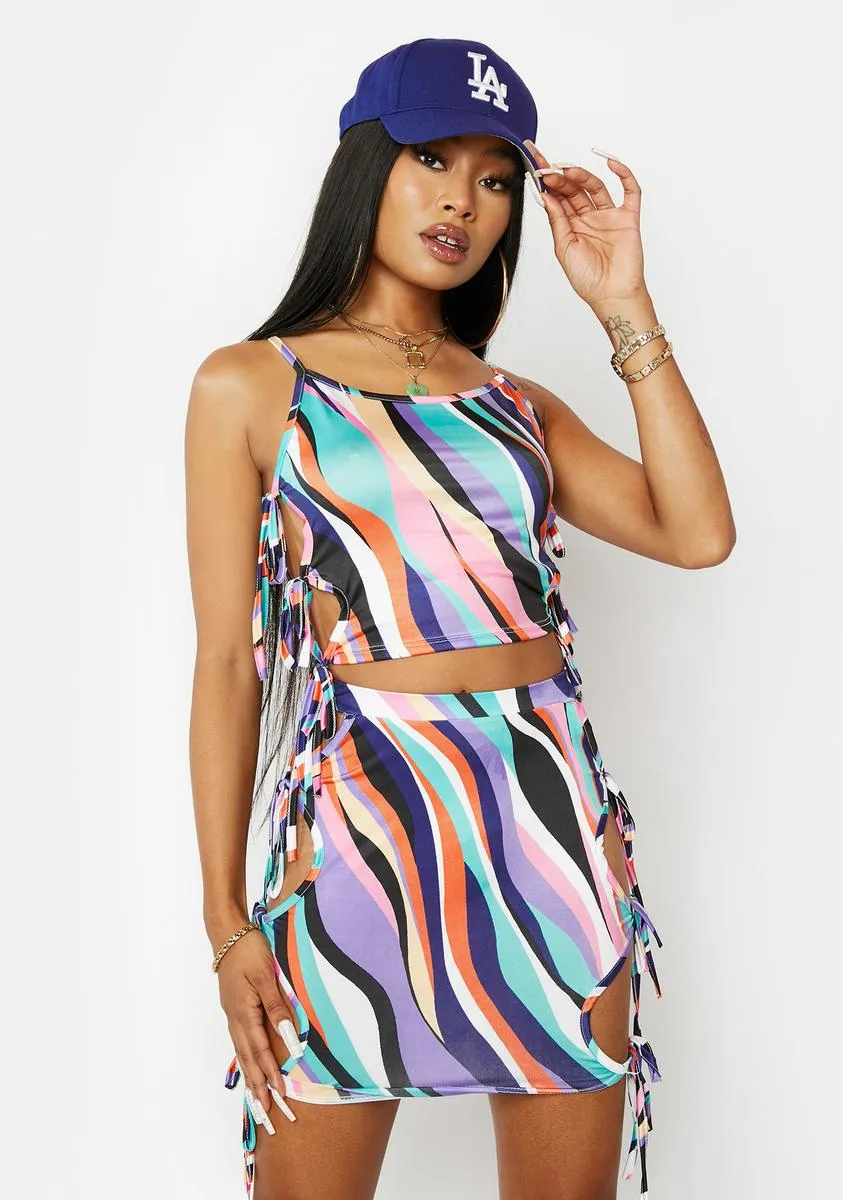 In The Cut Abstract Skirt Set sold by Dolls Kill