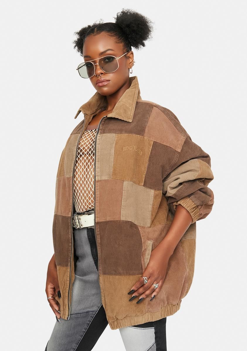 Patchwork Cord Harrington Jacket sold by Dolls Kill product image thumbnail 2