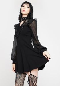 Gothic Mesh Sleeve Dress sold by Dolls Kill
