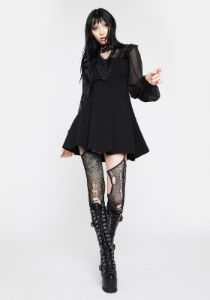 Gothic Mesh Sleeve Dress sold by Dolls Kill