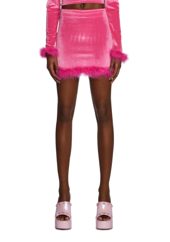 Filthy Femme Velvet Mini Skirt - Pink sold by Dolls Kill