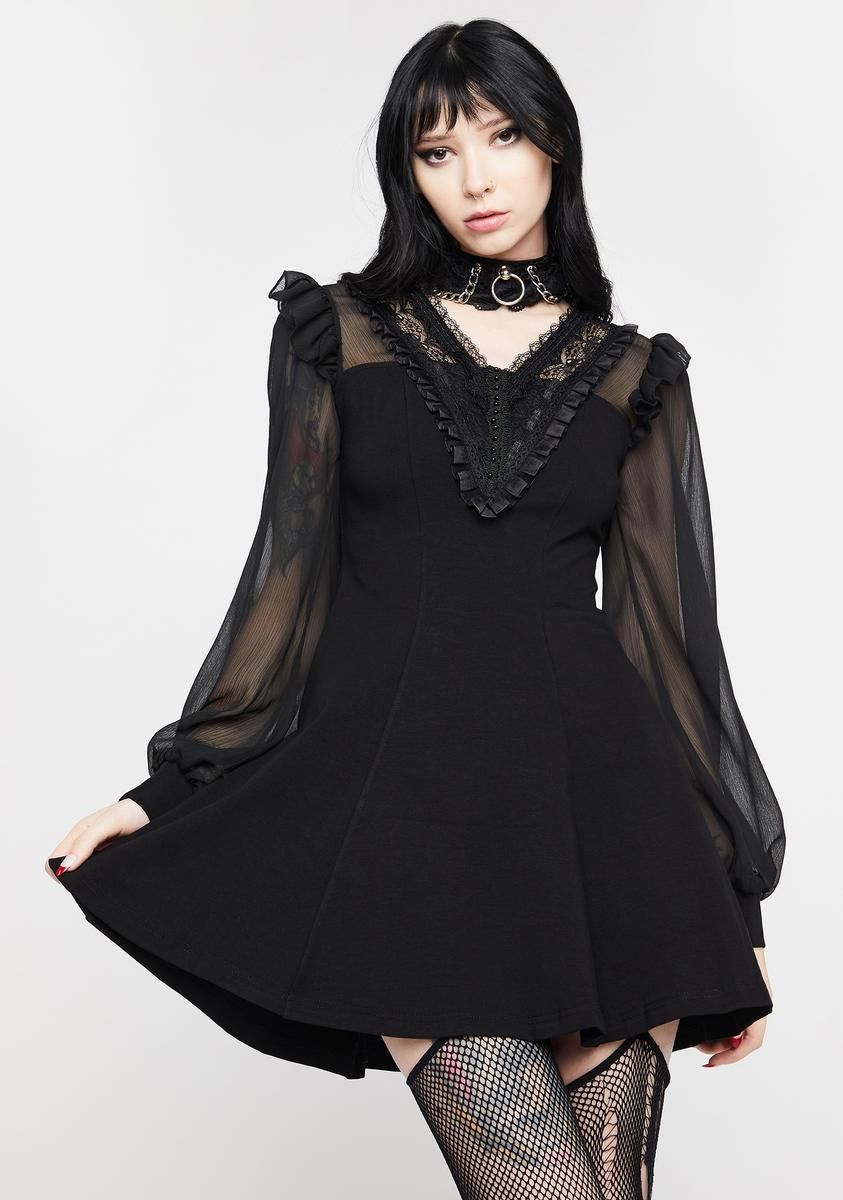 Gothic Mesh Sleeve Dress sold by Dolls Kill