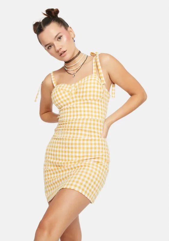 Ochre White Gingham Sundress made by Glamorous