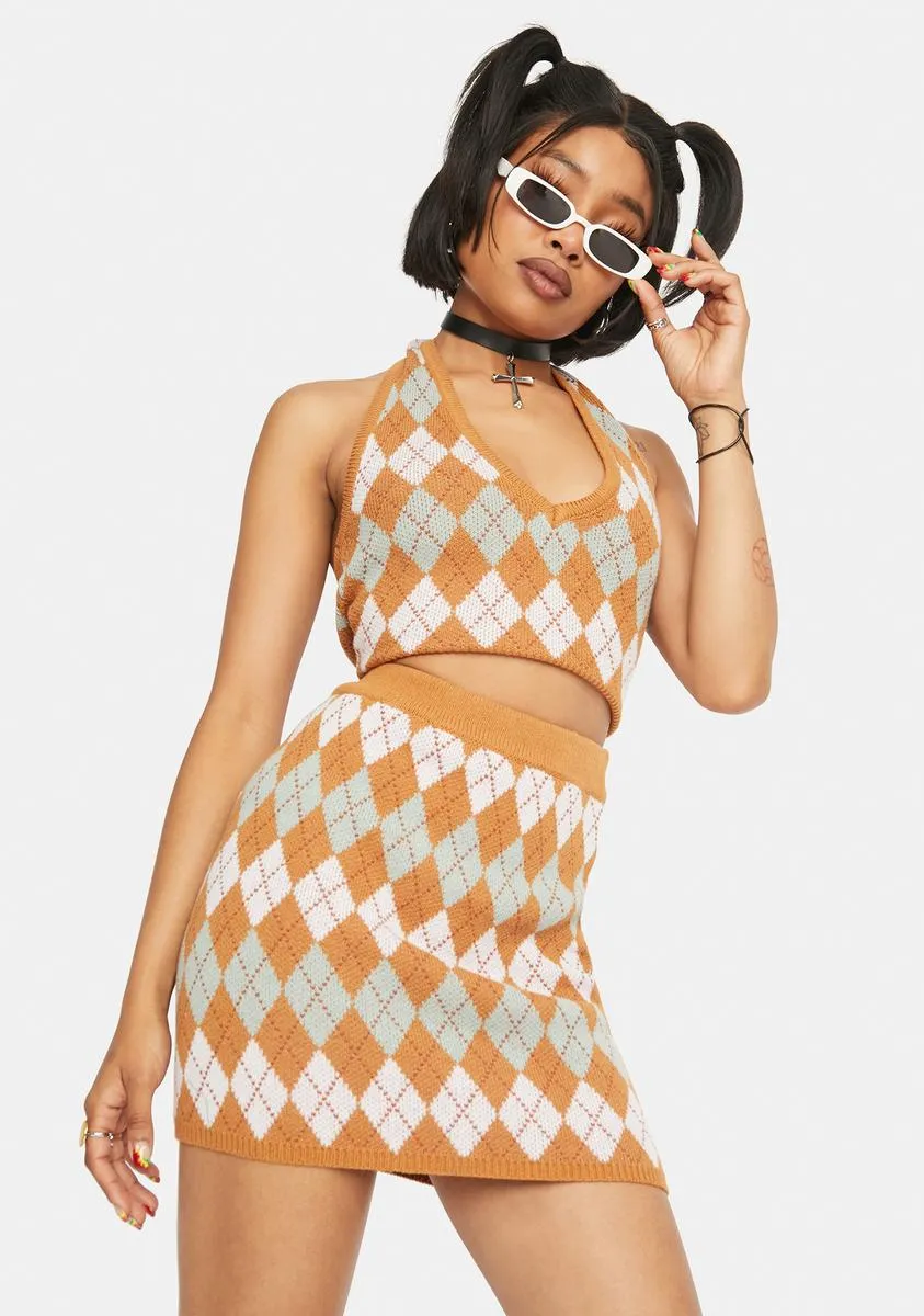 Camel Argyle Skirt sold by Dolls Kill product image thumbnail 2