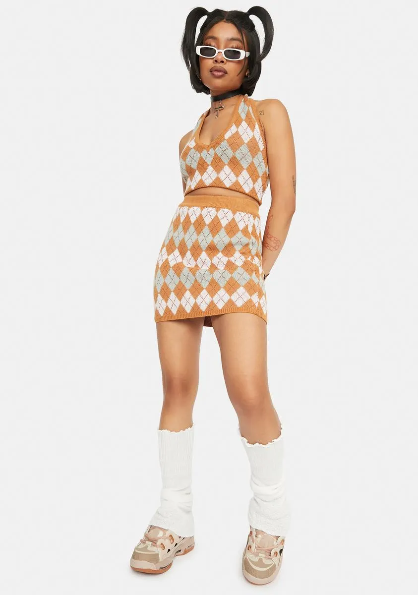 Camel Argyle Skirt sold by Dolls Kill product image thumbnail 3