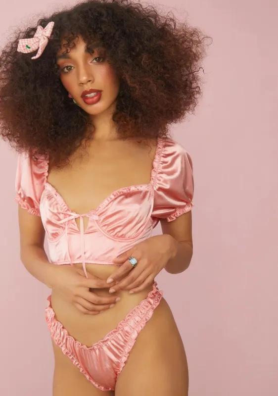 Rose Hidden Gem Satin Set sold by Dolls Kill