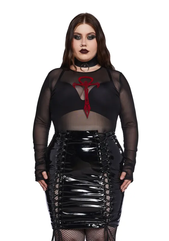 Plus Blood Moon Rising Mesh Top - Black sold by Dolls Kill
