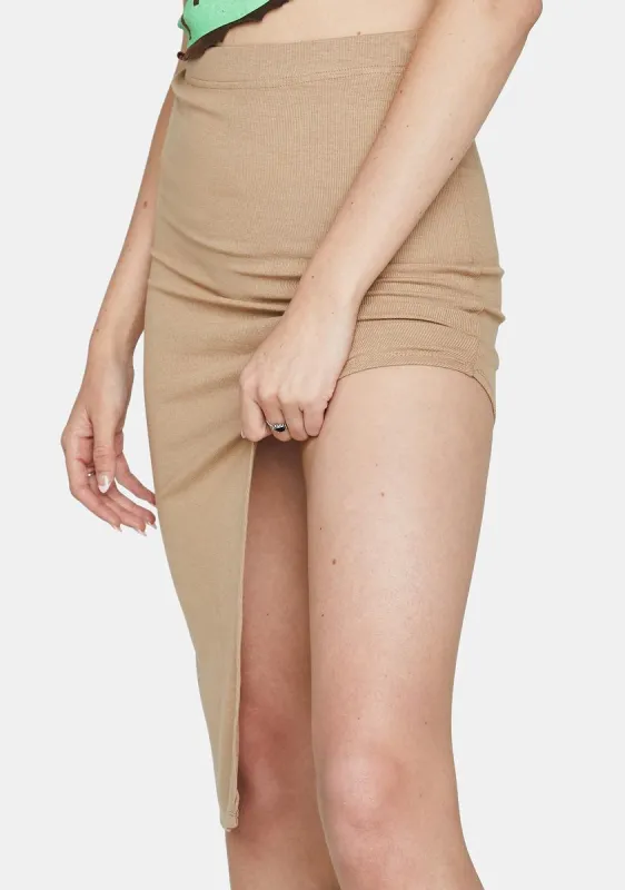 Taupe Well Known Legend Midi Skirt sold by Dolls Kill