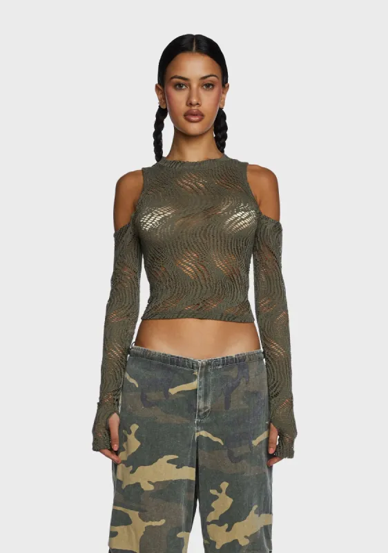 Warned You Crop Top - Green made by Dolls Kill