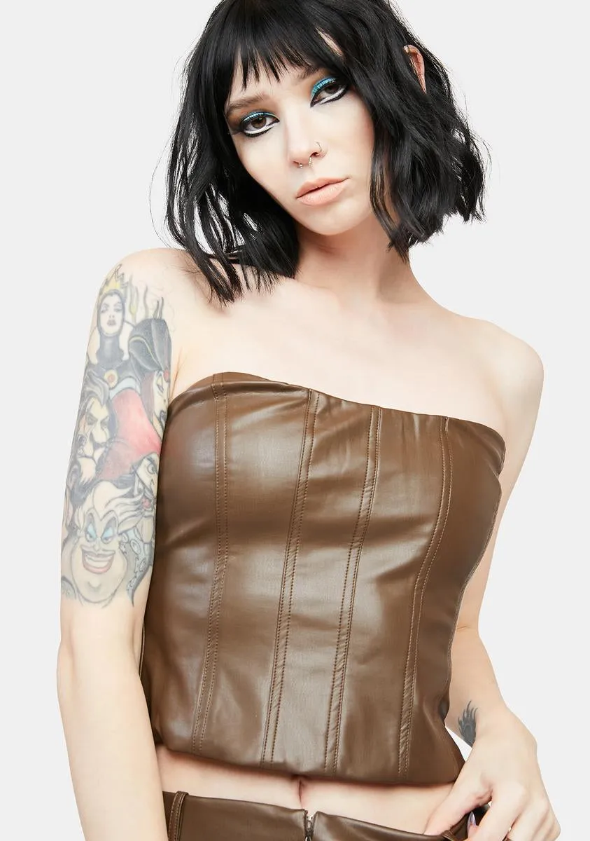 High Rise Nights Vegan Leather Corset Top sold by Dolls Kill