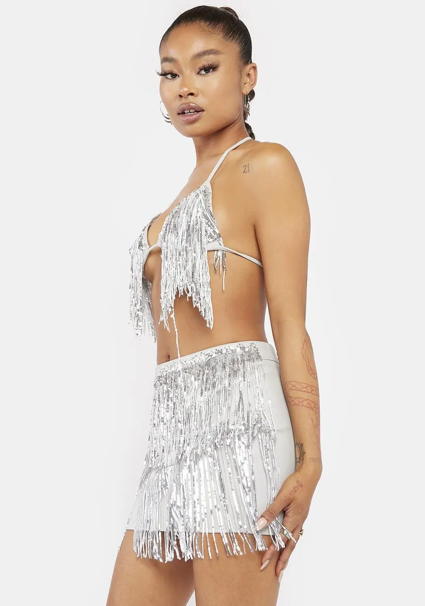 Silver It's Giving Glam Sequin Fringe Set sold by Dolls Kill product image thumbnail 2