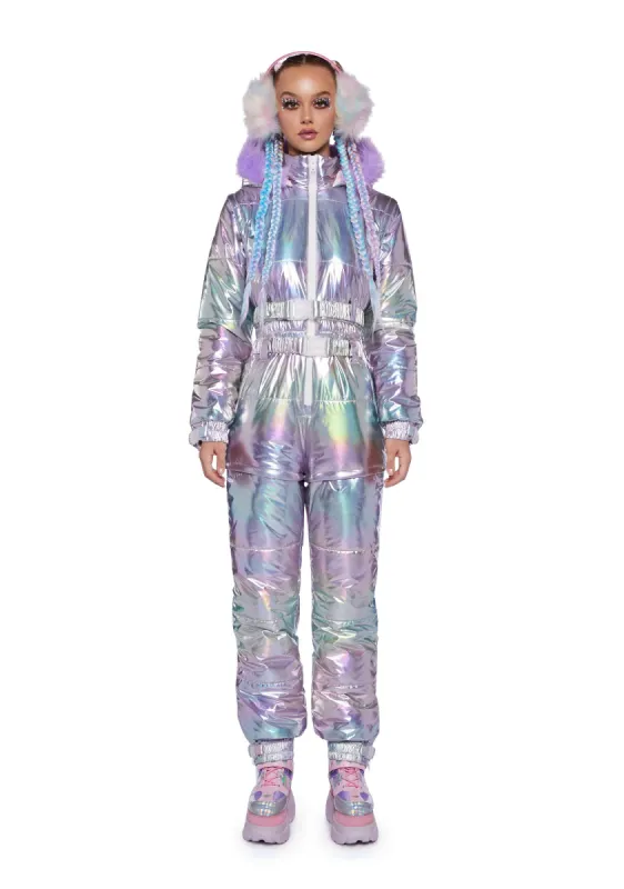 Aurora Beam Holographic Snowsuit - Lavender sold by Dolls Kill