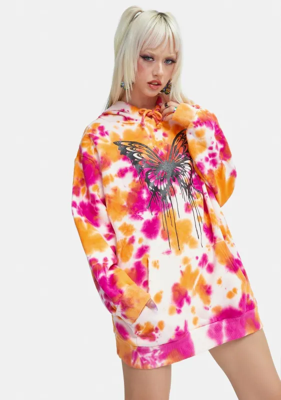 Never Let Go Tie Dye Butterfly Hoodie sold by Dolls Kill