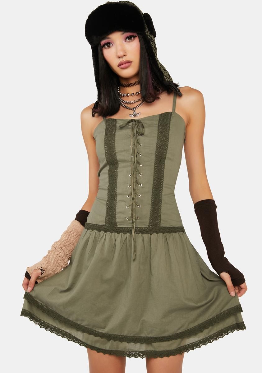 Dana Lace Up Corset Dress sold by Dolls Kill