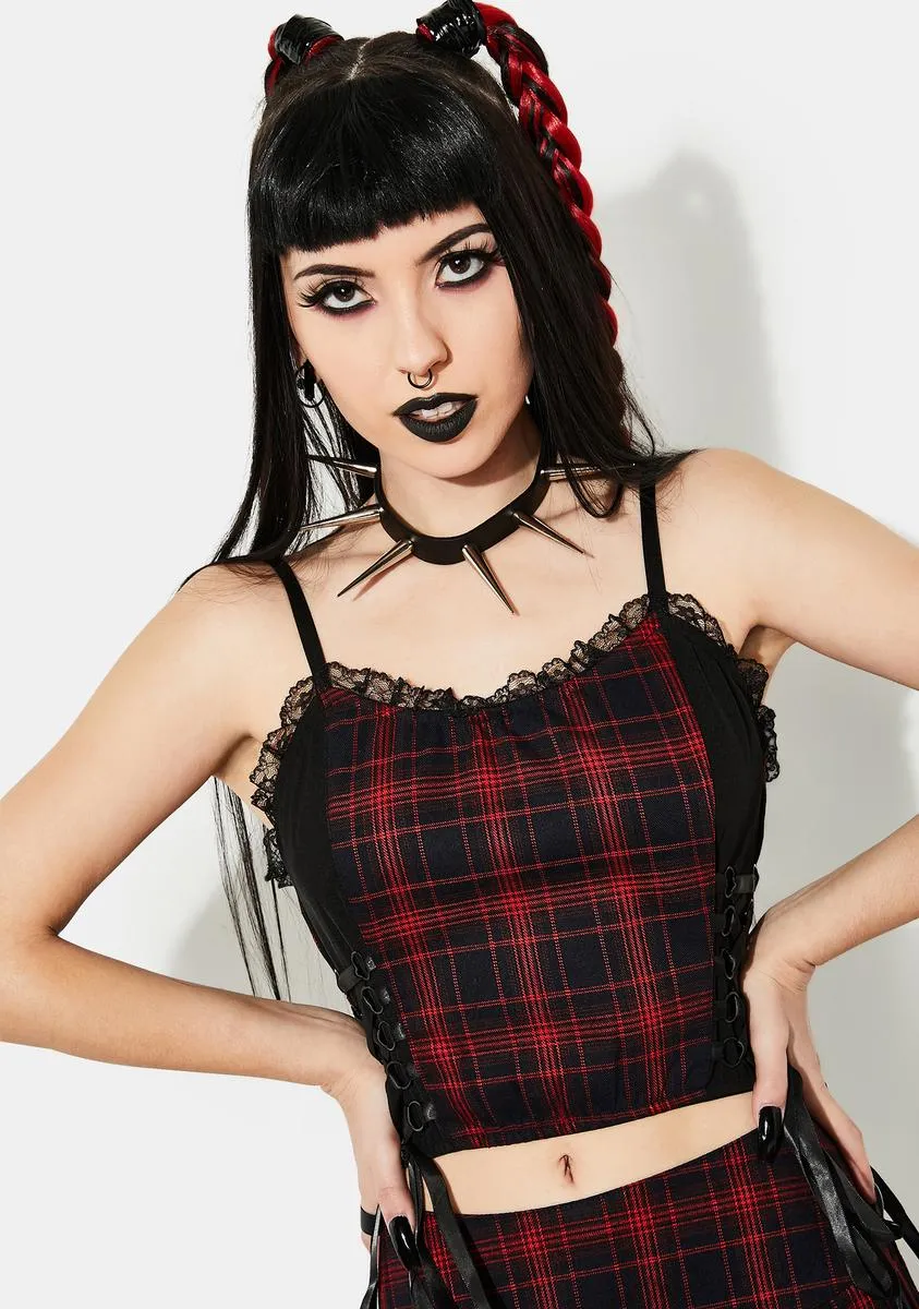 Born To Burn Plaid Crop Tank sold by Dolls Kill