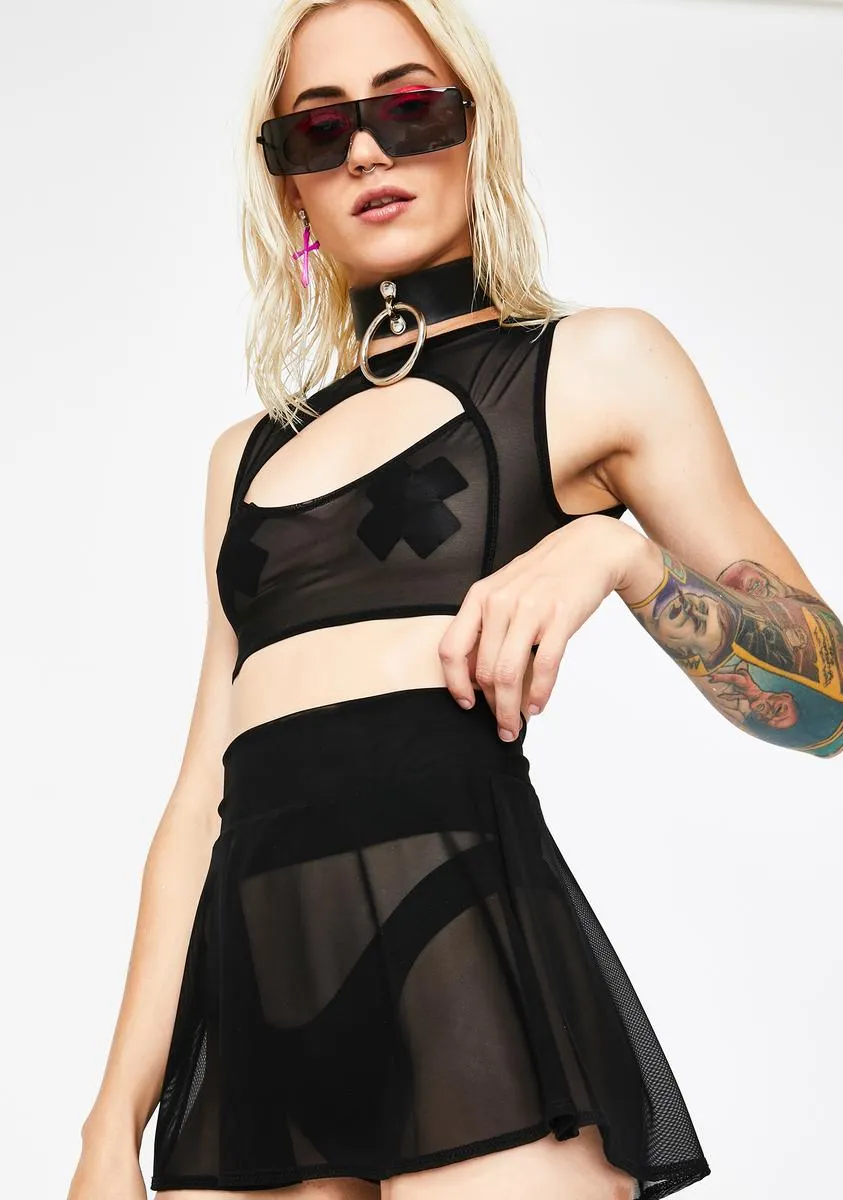 Black Mesh Skater Skirt sold by Dolls Kill product image thumbnail 2