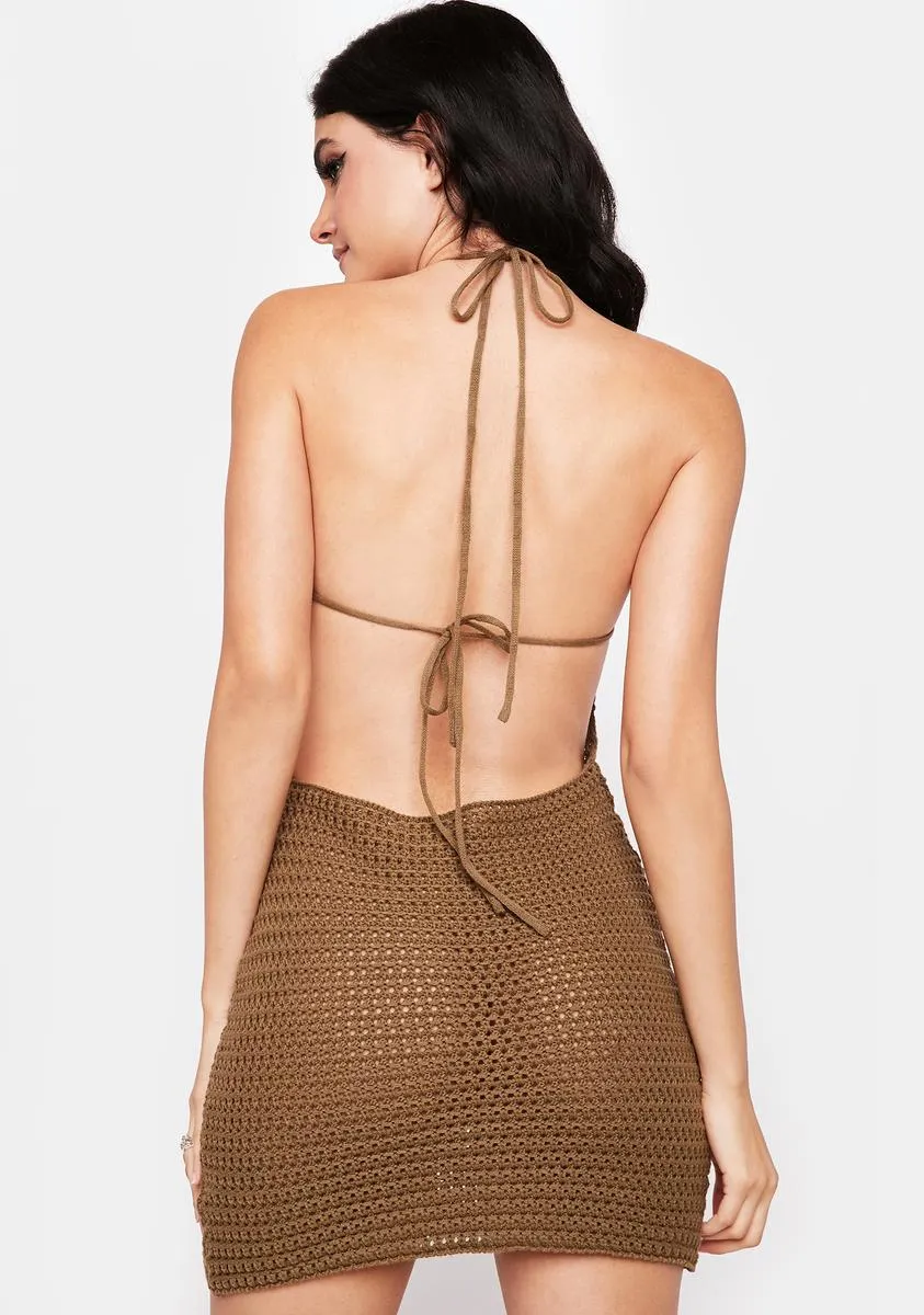 Olive Last Dance Halter Mini Dress sold by Dolls Kill product image thumbnail 4